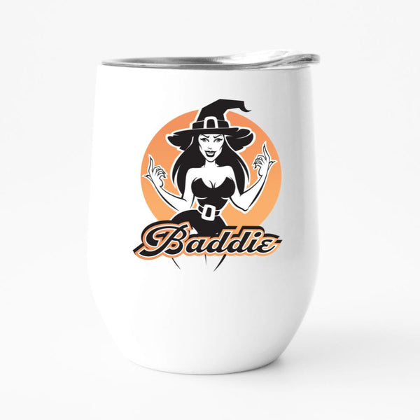 Fbombs & Booze Baddie Witch Double Middle Fingers 12oz Funny Travel Wine Tumbler