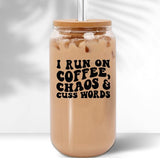 coffee and chaos coffee glass tumbler