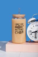 I don't give a fuck glass coffee tumbler